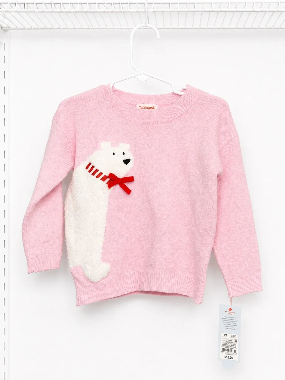 Cat & Jack Pink Polar Bear Knit Sweater